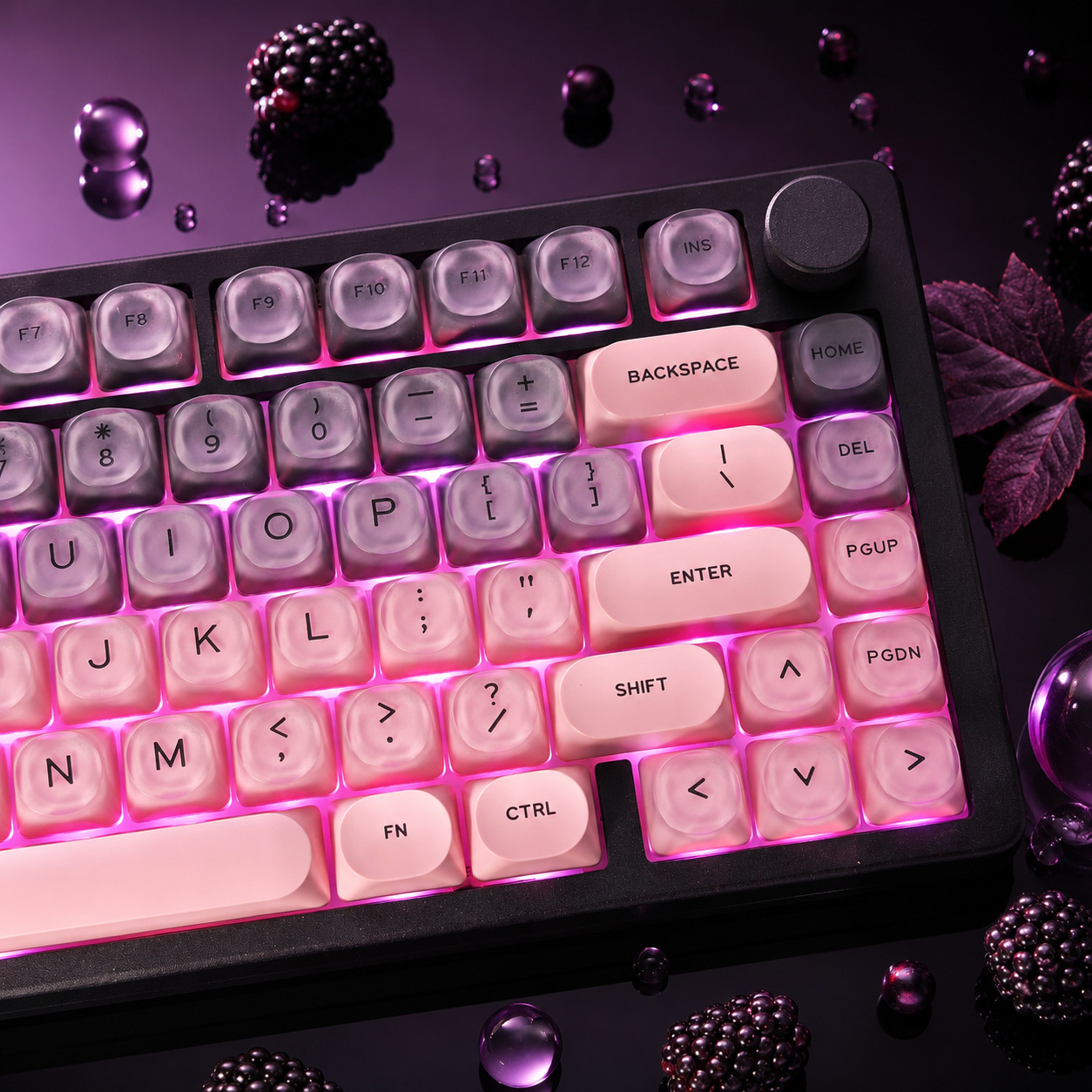 Gaming Set Accessories - Набор черно-розовых градиентных кристальных колпачков для